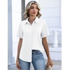 Zeagoo Button Down Shirts for Women Short Sleeve Tops Dressy Casual Blouses(White)