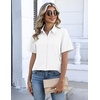 Zeagoo Button Down Shirts for Women Short Sleeve Tops Dressy Casual Blouses(White)