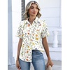 Zeagoo Button Down Shirts for Women Short Sleeve Tops Dressy Casual Blouses(Xh403-yellow Flowers)