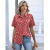Zeagoo Button Down Shirts for Women Short Sleeve Tops Dressy Casual Blouses(Xh546-red)