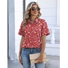 Zeagoo Button Down Shirts for Women Short Sleeve Tops Dressy Casual Blouses(Xh546-red)