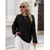 Zeagoo Oversized Sweater for Women 2026 Crewneck Long Sleeve Fall Clothes(Black)