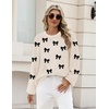 Zeagoo Oversized Sweater for Women 2026 Crewneck Long Sleeve Fall Clothes(Black Bow)