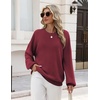 Zeagoo Oversized Sweater for Women 2026 Crewneck Long Sleeve Fall Clothes(Wine Red)