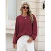 Zeagoo Oversized Sweater for Women 2026 Crewneck Long Sleeve Fall Clothes(Wine Red)