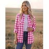 Zeagoo Womens Plaid Flannel Shirt Long Sleeve Top Casual Button Down Blouse(1-rose)