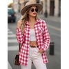 Zeagoo Womens Plaid Flannel Shirt Long Sleeve Top Casual Button Down Blouse(1-watermelon Red)