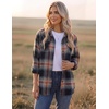 Zeagoo Womens Plaid Flannel Shirt Long Sleeve Top Casual Button Down Blouse(Caramel Black)