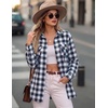 Zeagoo Womens Plaid Flannel Shirt Long Sleeve Top Casual Button Down Blouse(Dark Blue)
