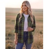 Zeagoo Womens Plaid Flannel Shirt Long Sleeve Top Casual Button Down Blouse(Green Black)