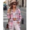 Zeagoo Womens Plaid Flannel Shirt Long Sleeve Top Casual Button Down Blouse(Pink White)