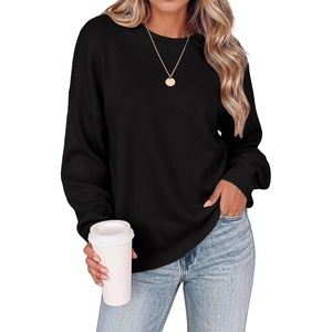 Zeagoo Oversized Sweater for Women 2026 Crewneck Long Sleeve Fall Clothes(Black)