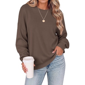 Zeagoo Oversized Sweater for Women 2026 Crewneck Long Sleeve Fall Clothes(Brown)
