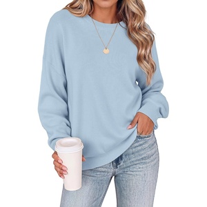 Zeagoo Oversized Sweater for Women 2026 Crewneck Long Sleeve Fall Clothes(Light Blue)