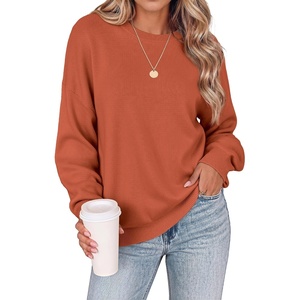 Zeagoo Oversized Sweater for Women 2026 Crewneck Long Sleeve Fall Clothes(Orange)