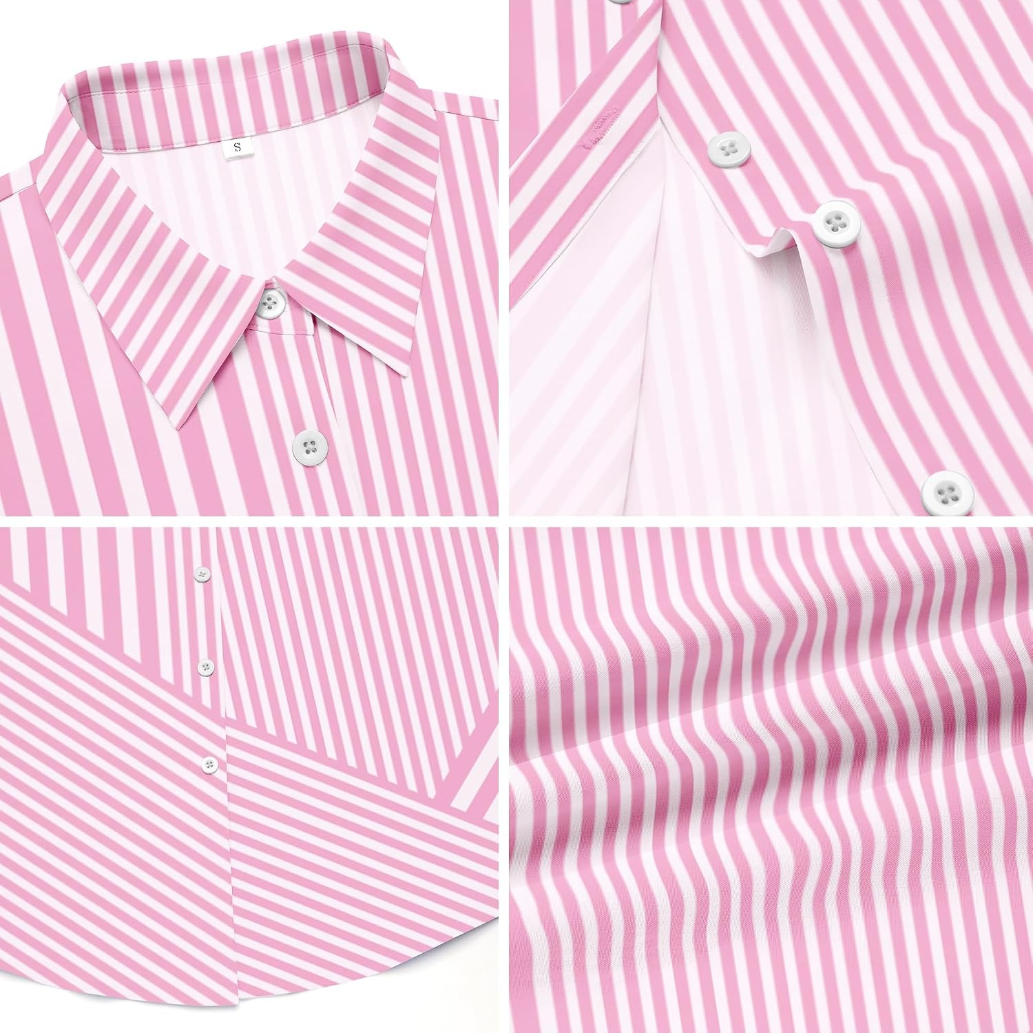 image:imageZeagoo Blouses for Women Dressy Casual Long Sleeve Button Down Shirts TopsBpink Stripes