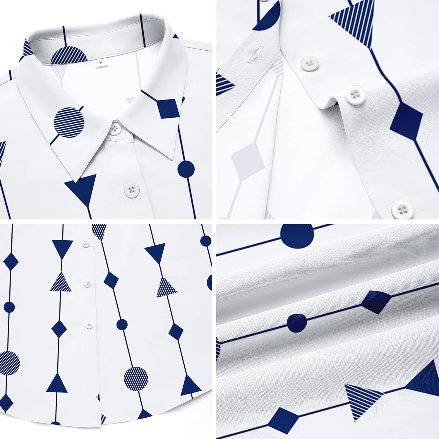 image:imageZeagoo Blouses for Women Dressy Casual Long Sleeve Button Down Shirts TopsGeometry White