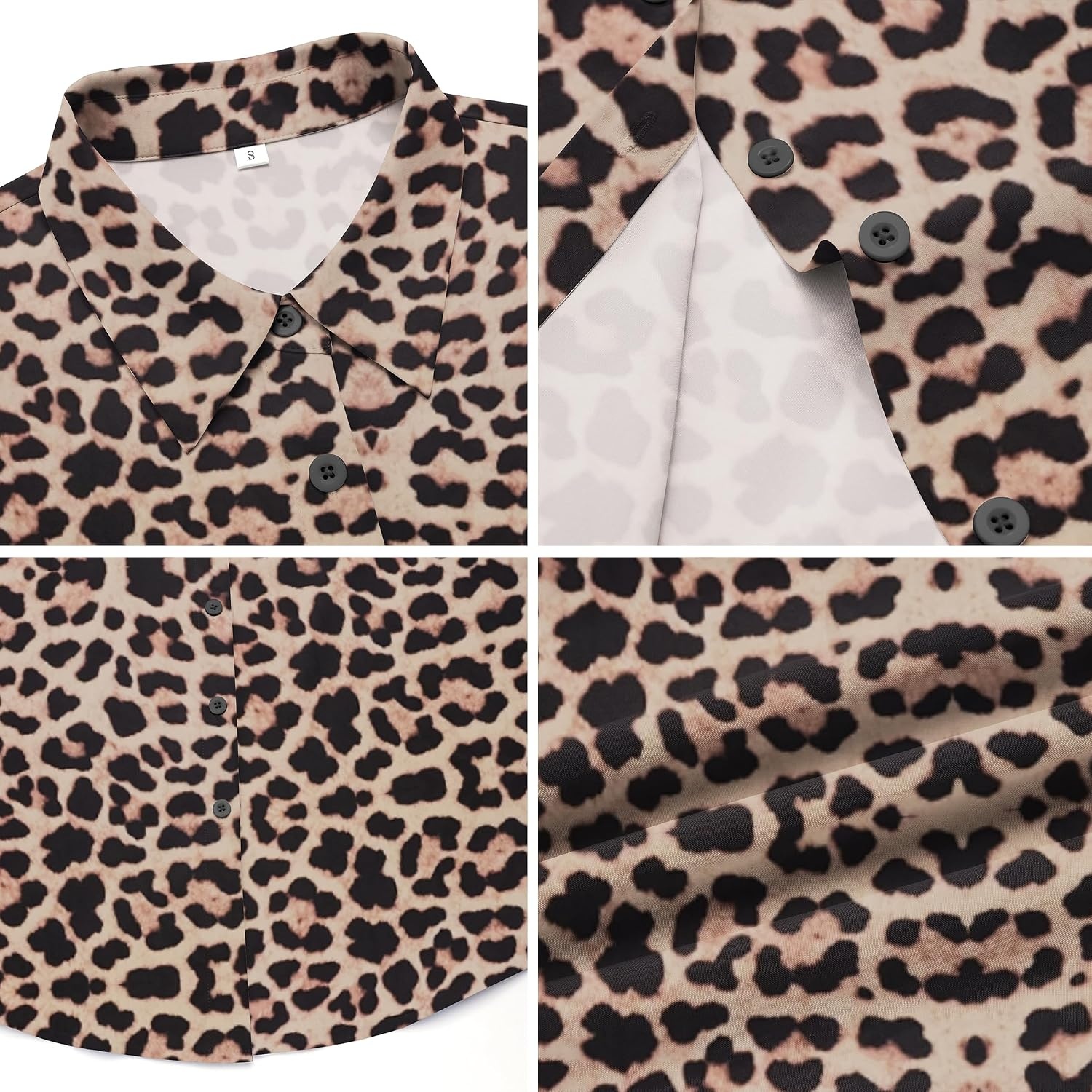 image:imageZeagoo Blouses for Women Dressy Casual Long Sleeve Button Down Shirts TopsLeopard Print