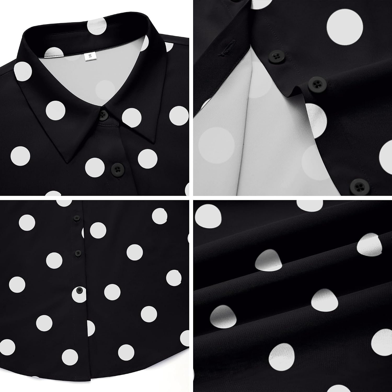 image:imageZeagoo Blouses for Women Dressy Casual Long Sleeve Button Down Shirts TopsPolka Dots Black