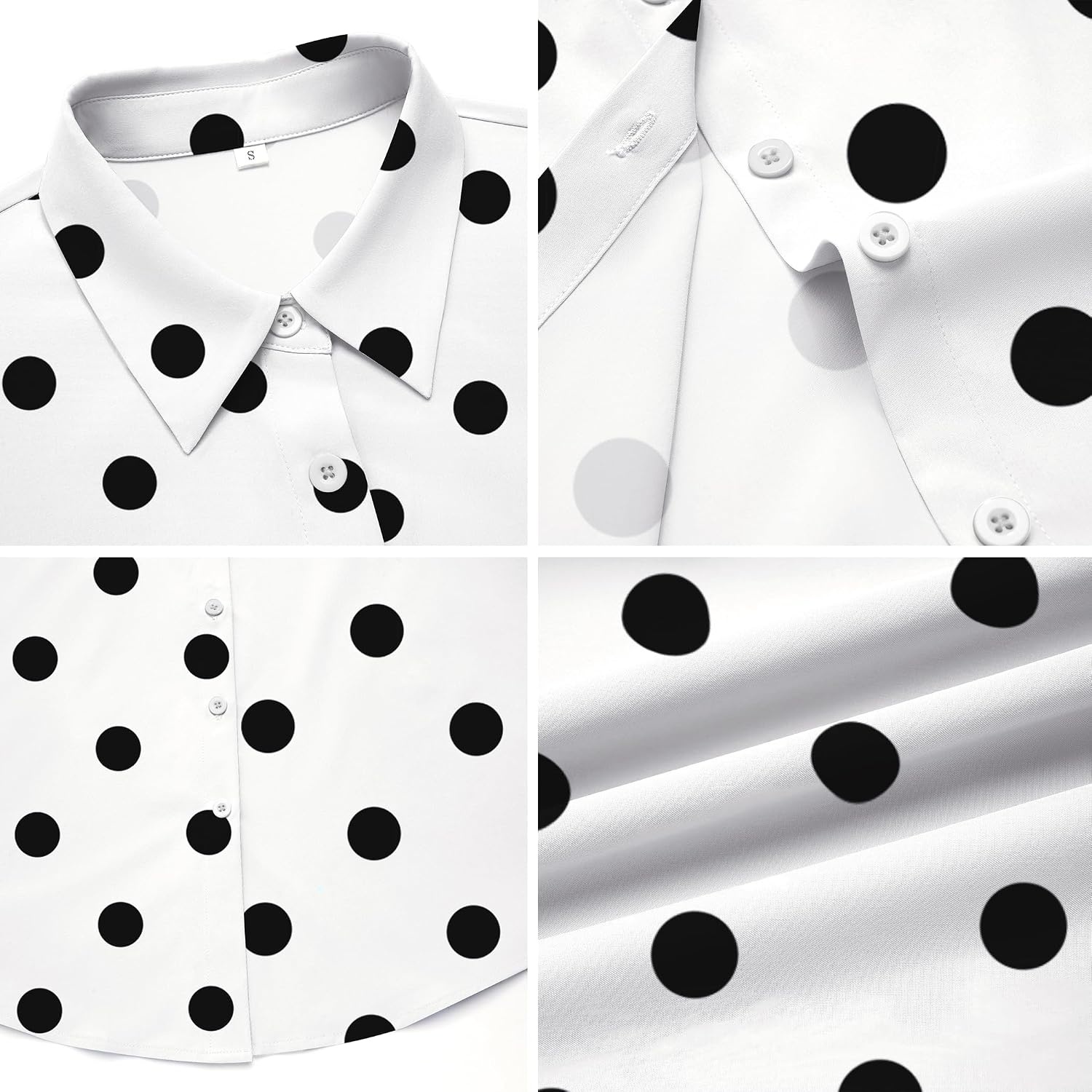 image:imageZeagoo Blouses for Women Dressy Casual Long Sleeve Button Down Shirts TopsPolka Dots White