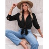 Zeagoo Blouses for Women Dressy Casual Long Sleeve Button Down Shirts Tops(Black)