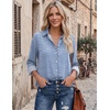 Zeagoo Blouses for Women Dressy Casual Long Sleeve Button Down Shirts Tops(Blue Stripes)
