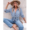 Zeagoo Blouses for Women Dressy Casual Long Sleeve Button Down Shirts Tops(Blue Stripes)