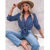 Zeagoo Blouses for Women Dressy Casual Long Sleeve Button Down Shirts Tops(B-navy)