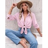 Zeagoo Blouses for Women Dressy Casual Long Sleeve Button Down Shirts Tops(B-pink Stripes)