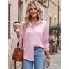 Zeagoo Blouses for Women Dressy Casual Long Sleeve Button Down Shirts Tops(B-pink Stripes)