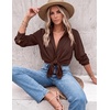 Zeagoo Blouses for Women Dressy Casual Long Sleeve Button Down Shirts Tops(Coffee)
