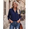 Zeagoo Blouses for Women Dressy Casual Long Sleeve Button Down Shirts Tops(Dark Blue)