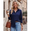 Zeagoo Blouses for Women Dressy Casual Long Sleeve Button Down Shirts Tops(Dark Blue)