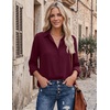 Zeagoo Blouses for Women Dressy Casual Long Sleeve Button Down Shirts Tops(Dark Red)