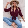 Zeagoo Blouses for Women Dressy Casual Long Sleeve Button Down Shirts Tops(Dark Red)