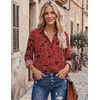 Zeagoo Blouses for Women Dressy Casual Long Sleeve Button Down Shirts Tops(Floral Red)