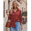 Zeagoo Blouses for Women Dressy Casual Long Sleeve Button Down Shirts Tops(Floral Red)