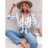 Zeagoo Blouses for Women Dressy Casual Long Sleeve Button Down Shirts Tops(Geometry White)