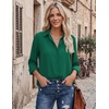 Zeagoo Blouses for Women Dressy Casual Long Sleeve Button Down Shirts Tops(Green)