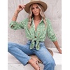 Zeagoo Blouses for Women Dressy Casual Long Sleeve Button Down Shirts Tops(Green Floral)