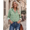 Zeagoo Blouses for Women Dressy Casual Long Sleeve Button Down Shirts Tops(Green Floral)
