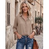Zeagoo Blouses for Women Dressy Casual Long Sleeve Button Down Shirts Tops(Khaki)
