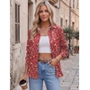 Zeagoo Blouses for Women Dressy Casual Long Sleeve Button Down Shirts Tops(Red Floral)