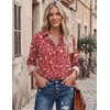 Zeagoo Blouses for Women Dressy Casual Long Sleeve Button Down Shirts Tops(Red Floral)