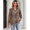 Zeagoo Blouses for Women Long Sleeve Dressy Casual Button Down Shirts(Boho Brown)