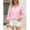 Zeagoo Blouses for Women Long Sleeve Dressy Casual Button Down Shirts(Light Pink)
