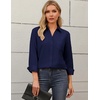 Zeagoo Blouses for Women Long Sleeve Dressy Casual Button Down Shirts(Navy)