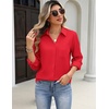 Zeagoo Blouses for Women Long Sleeve Dressy Casual Button Down Shirts(Red)