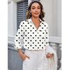 Zeagoo Blouses for Women Long Sleeve Dressy Casual Button Down Shirts(White Polka)