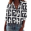 Zeagoo Blouses for Women Dressy Casual Long Sleeve Button Down Shirts Tops(Black White Geometry)